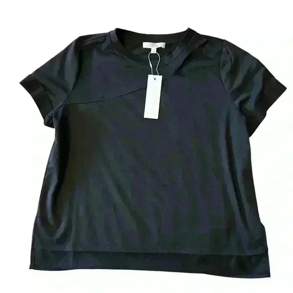 NWT Adyson Parker Black Tee Cutout Collarbone Cuffed Sz XL - Picture 2 of 6